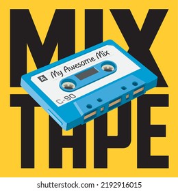 Vector Illustration of multiple vintage cassette mix tapes.
Digital drawing of four mix tapes, each with a different genre of music.