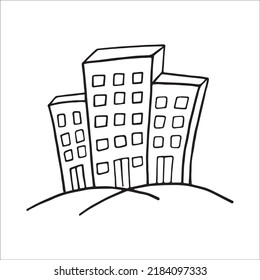 Ilustración vectorial de una casa de varios pisos en estilo doodle