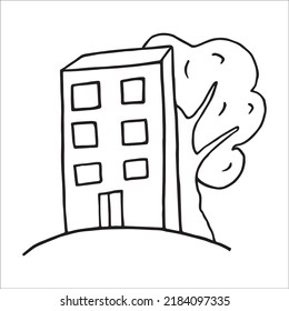 Vector illustration of multi-storey house in doodle style