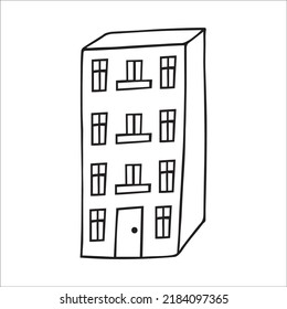 Vector illustration of multi-storey house in doodle style