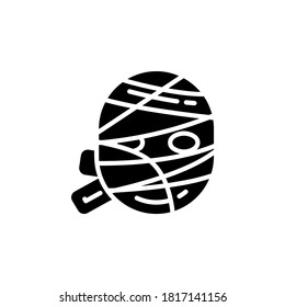 Vector illustration of mummy icon or logo. Use black color and line design style. 