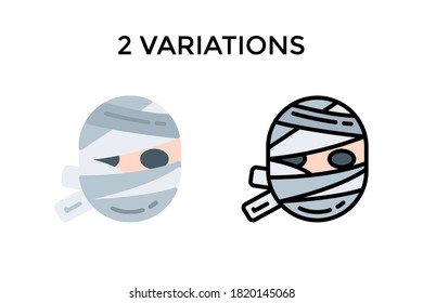 Vector illustration of mummy icon or logo. Use flat and lineal color design style. 