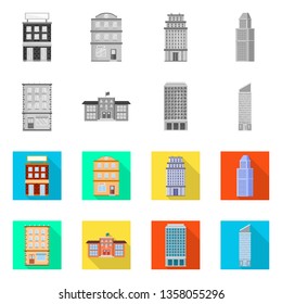 Vector illustration of municipal and center icon. Set of municipal and estate   stock vector illustration.