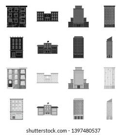 Vector illustration  municipal and center icon. Set  municipal and estate   stock symbol for web.