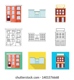 Vector illustration of municipal and center icon. Collection of municipal and estate   stock vector illustration.