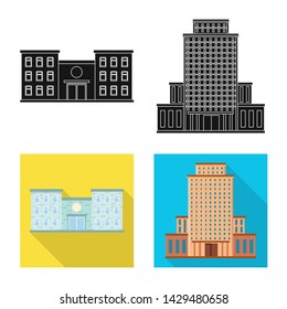 Vector illustration of municipal and center icon. Set of municipal and estate stock vector illustration.
