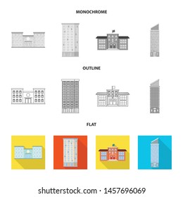 Vector illustration of municipal and center sign. Set of municipal and estate stock symbol for web.