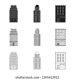 Vector illustration of municipal and center symbol. Set of municipal and estate   vector icon for stock.