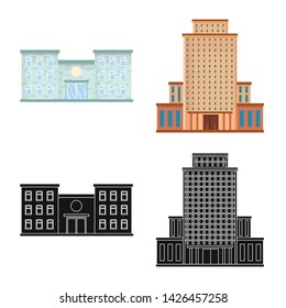 Vector illustration of municipal and center symbol. Set of municipal and estate stock symbol for web.