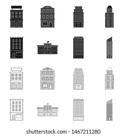 Vector illustration of municipal and center symbol. Collection of municipal and estate stock symbol for web.