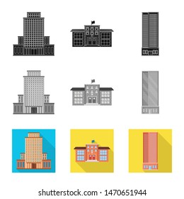 Vector illustration of municipal and center symbol. Collection of municipal and estate stock symbol for web.