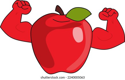 vector illustration of a muscle apple showing biceps. Perfect for nutritional products, etc