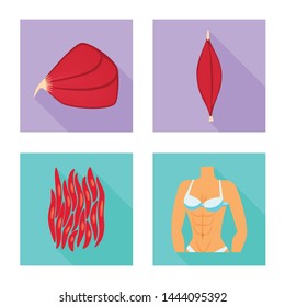 Vector illustration of muscle and cells logo. Collection of muscle and anatomy stock symbol for web.