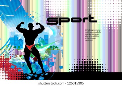 Vector illustration of muscle man