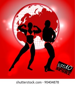 Ilustración vectorial de la gente muscular