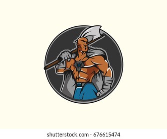 Vector illustration of muscular barbarian