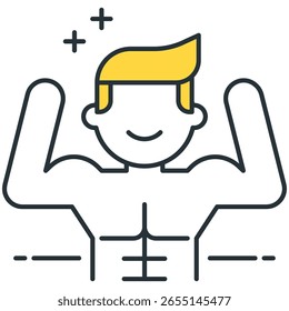 Ilustração de vetor de um homem muscular Flexing, mostrando a força 