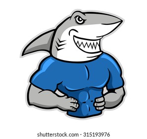 a vector illustration of muscular shark .