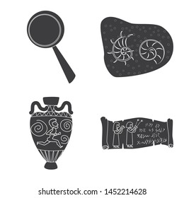 Vector illustration of museum and attributes logo. Set of museum and historical stock symbol for web.