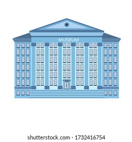 Vector illustration of a museum building. Historic building in soft pastel colors. Isolate on a white background.