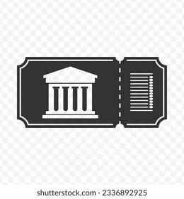 Vector illustration of museum ticket icon in dark color and transparent background(PNG).