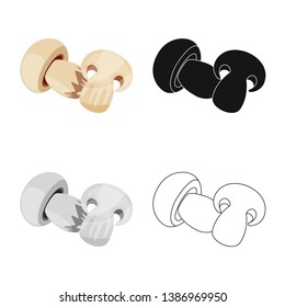 Vector illustration of mushroom  and champignon icon. Set of mushroom  and slice   vector icon for stock.