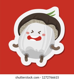 Vector illustration mushroom emoticon. Mushroom icon collection with human face showing emotion. Mascot. Forest mushroom Emoji. Autumn funny emotion mushroom. Sticker icon