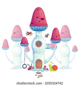 Vector illustration mushroom house.
