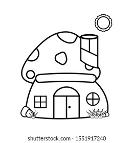 Vector Illustration Mushroom House Coloring Book Stock Vector (Royalty ...