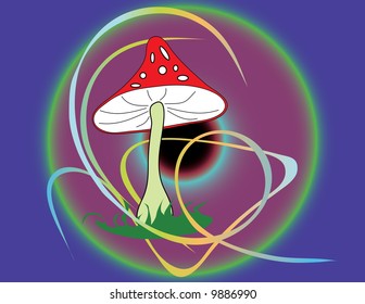 Vector illustration of mushroom with ornament