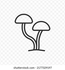 Vector Illustration Of Mushroom Plant Icon In Dark Color And Transparent Background(png).