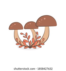vector illustration of mushrooms in brown color