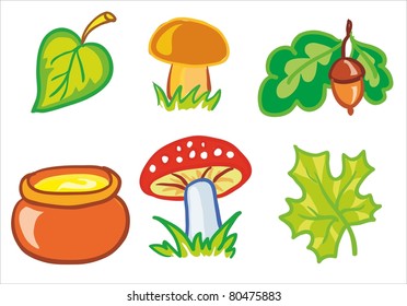 Vector illustration - mushrooms and leafs