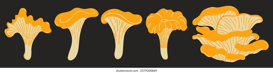 Vector illustration of mushrooms on a white background. Flat style.