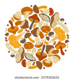 Vector illustration of mushrooms on a white background. Flat style.