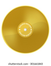 Vector illustration of music award golden vinyl. Golden disc. Golden record. First place