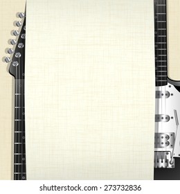 vector illustration music background with guitar and banner