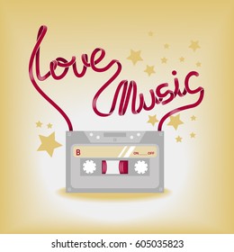 Vector illustration with music cassette.