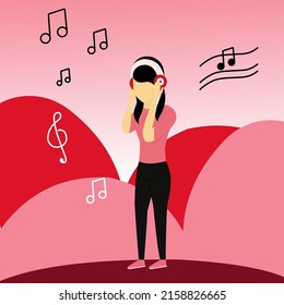 vector illustration of music. characters playing and listening to music