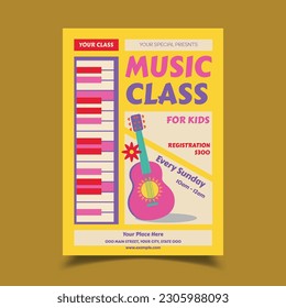 Vector Illustration Music Class Flyer Template