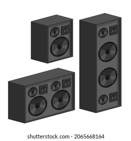 ilustración vectorial columna de música estilo plano.estilo de perspectiva dimétrica