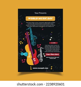 Vector Illustration of Music Day Flyer