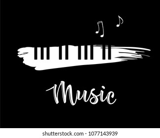 Vector illustration of a music design element in doodle style. Grunge black and white piano keys