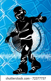 Ilustración vectorial de un DJ musical