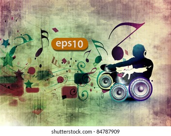 vector illustration of a music dj playing music design.