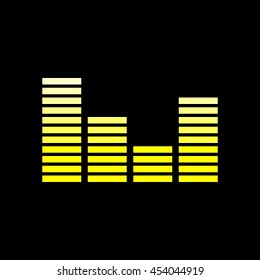 Vector Illustration of Music Equalizer. Volume Voice icon over black. flat. Analyzer logo. 