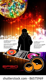 Vector illustration music event with DJ