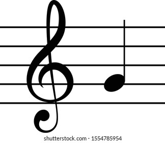 ilustración vectorial de la música G clef con la nota G o SOL en líneas de personal