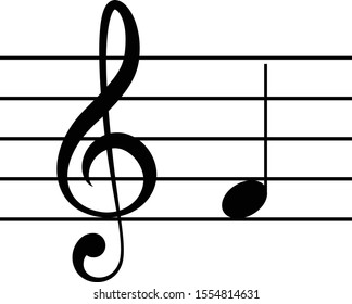 vector illustration of music G clef with note F or FA on staff lines