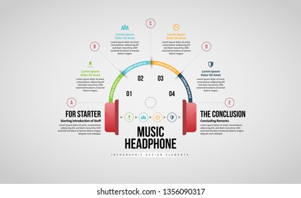 Vector illustration of Music Headphone Infographic design element.
